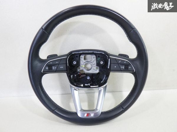 程度良好！！ Audi アウディ 純正 Q5 S-Line S-ライン ステアリング ハンドル パンチングレザー ダブルステッチ パドルシフト 棚20L_画像2