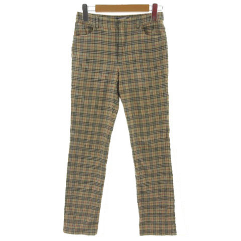 バーバリーブルーレーベル BURBERRY BLUE LABEL パンツ スリムストレート ストレッチ コットン混 ノバチェック ベージュ 茶 白 黒 赤 36