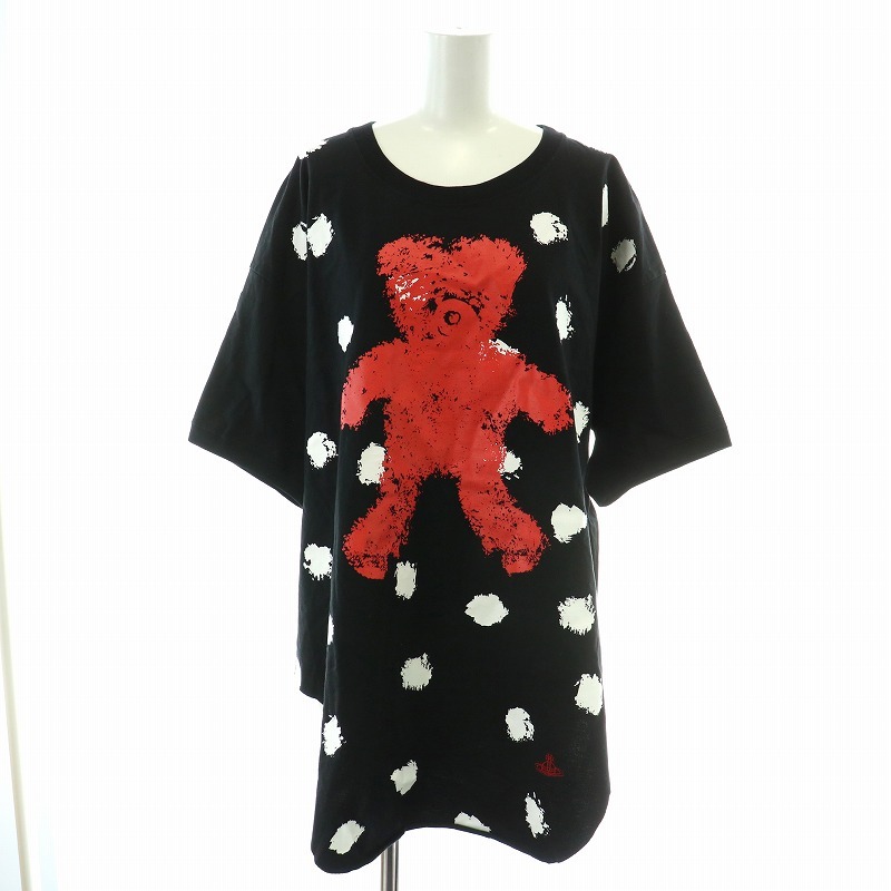  Vivienne Westwood red label T-shirt cut and sewn . minute sleeve crew neck polka dot dot .. Bear o-b00 F black white red 