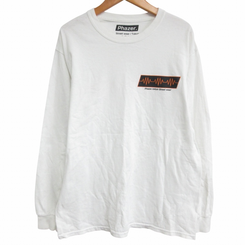  Phaser to-kyo-Phazer Tokyo L/S TEE T-shirt cut and sewn print long sleeve white white approximately L size IBO62