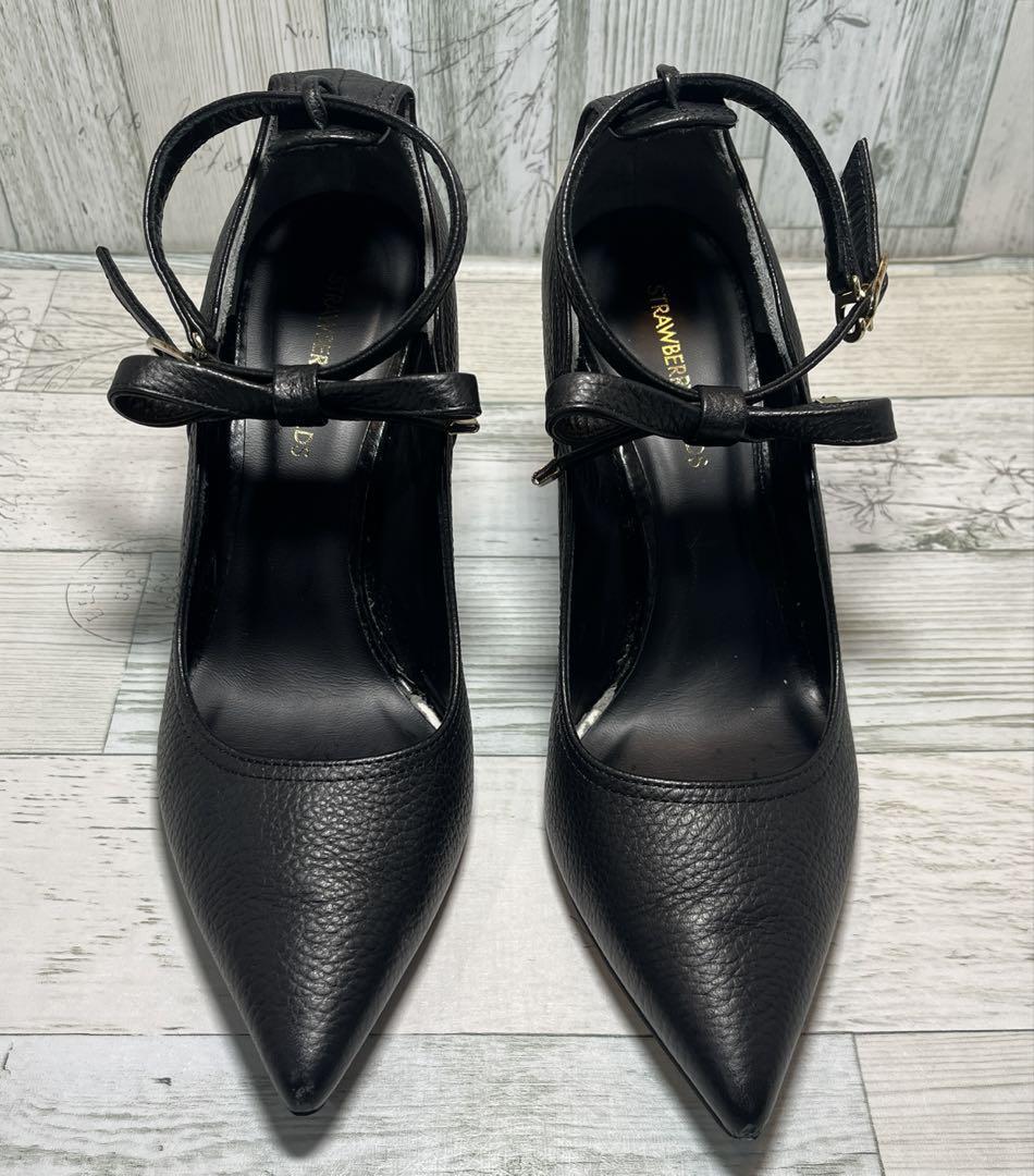 ストロベリーフィールズ ハイヒール ブラック レディース 23 日本製 黒_画像2