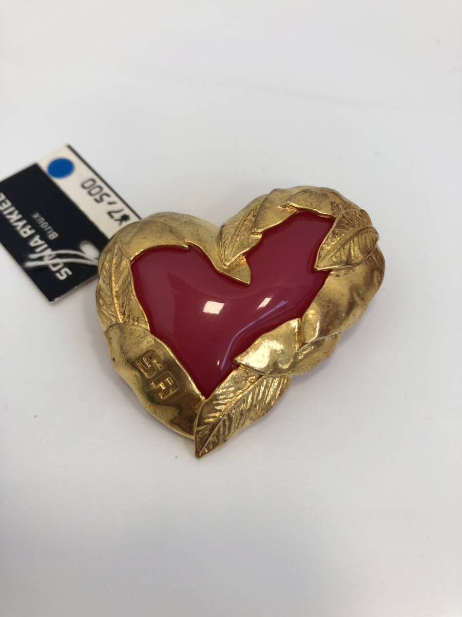 64■SONIA RYKIEL　BIJOUX　 ソニアリキエル SR ブローチ　アクセサリー　ゴールドカラー