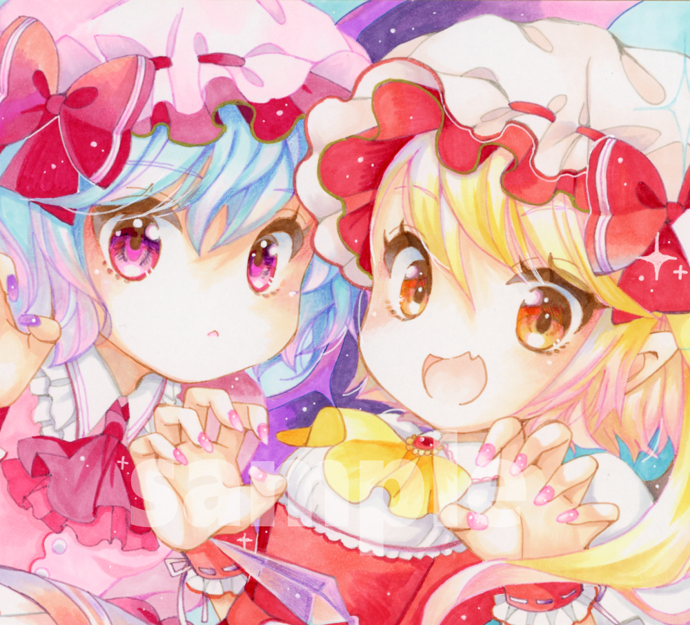 同人手描きイラスト原画】東方Project/スカーレット姉妹 同人手描きイラスト原画】東方Project/スカーレット姉妹