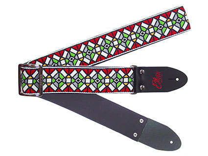 Elara Straps (エララストラップ) Stained Glass Red(Black) Ultrasuede 美しい 頑丈 プロ仕様 ギターストラップ