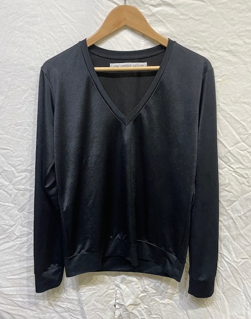 JOHN LAWRENCE SULLIVAN ジョンローレンスサリバン 日本製 Vネック 長袖 カットソー Tシャツ ブラック ポリ素材 サイズ36