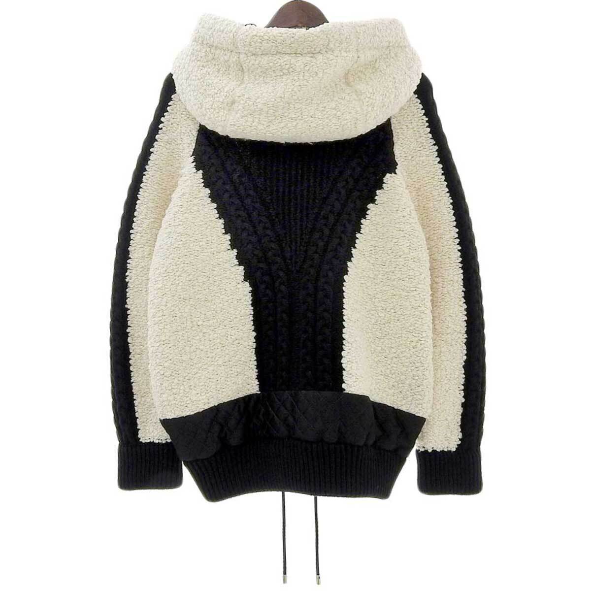 シャネル ココマーク ジップアップ ニット ボア 切替 ジャケット P62274K47615 レディース アイボリー ブラック 中古 【アパレル?小物】