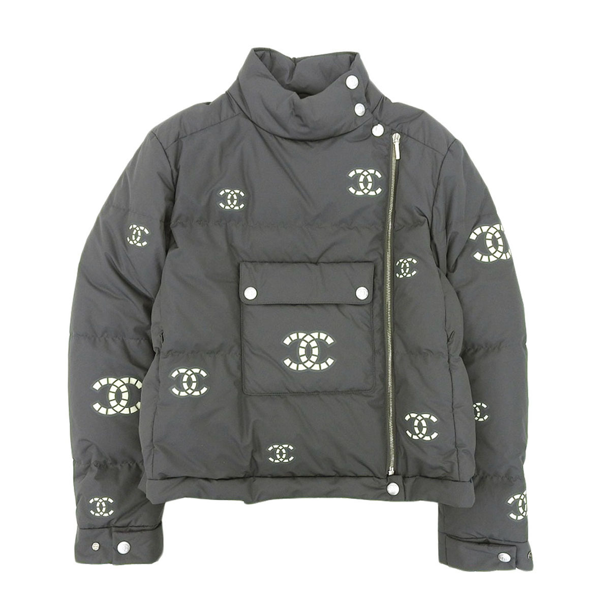 シャネル ココマーク ダウンジャケット P70636V62163 レディース チャコールグレー CHANEL 中古 【アパレル?小物】