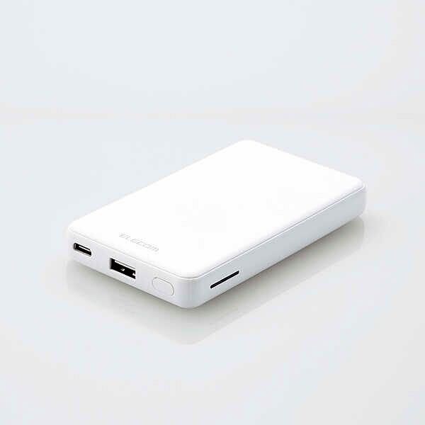 防災グッズ ELECOM 5000mAh 12W モバイルバッテリー [DE-C26-5000WH] USB Type-C 入力
