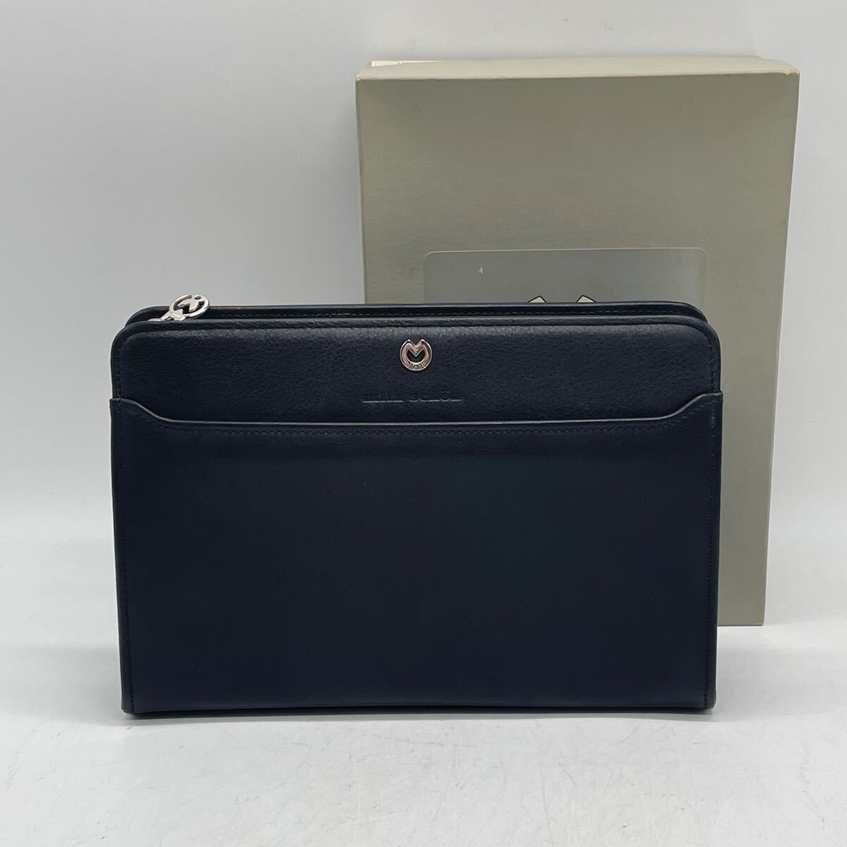 ⑥BN2574●mila schon ミラショーン バッグ セカンドバッグ クラッチバッグ レザー ブラック 箱付き