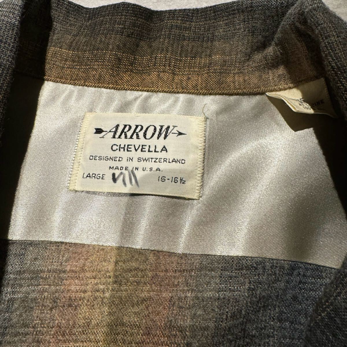 60s ARROW オンブレ レーヨン シャツ Lサイズ 茶 黒 デッド 60s ARROW オンブレ レーヨン シャツ Lサイズ 茶 黒 デッド
