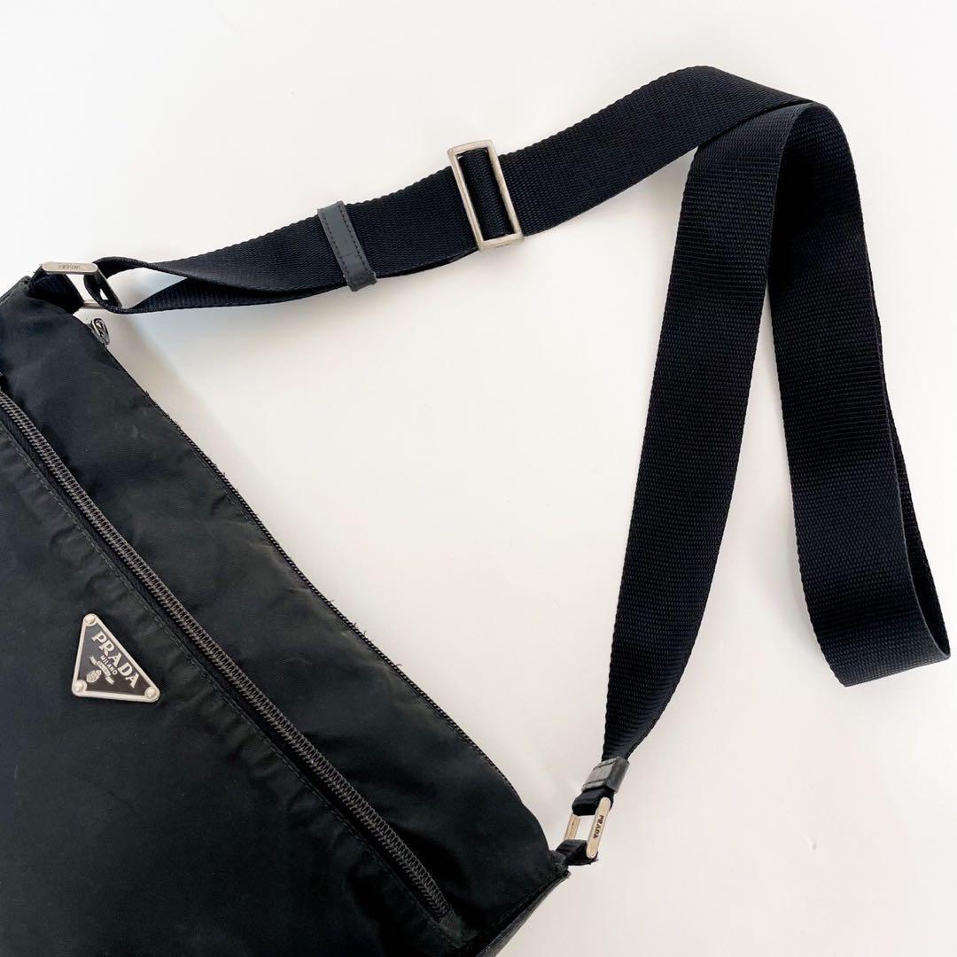 プラダ メッセンジャーバッグ レザー×ナイロン A4可 三角ロゴ 黒 PRADA プラダ ショルダーバッグ メッセンジャーバッグ 肩掛け