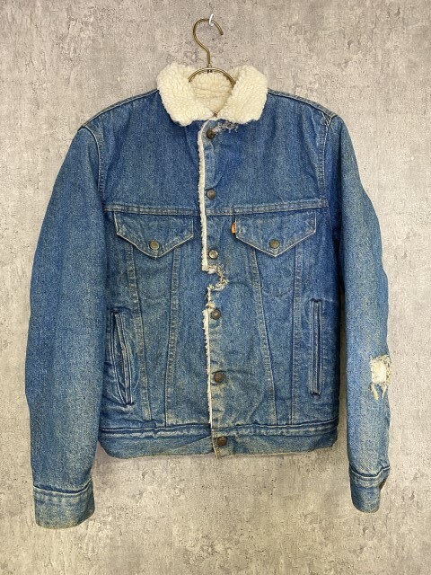 70S 米国製 LEVIS リーバイス 70608 0213 リベ裏52 裏ボア デニム ジャケット インディゴ 36 33885680■