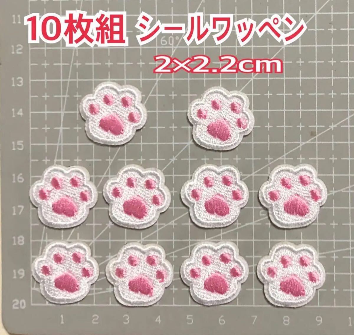 10枚組 肉球 ワッペン シールワッペン 刺繍ワッペン ワンポイントアップリケ　新品