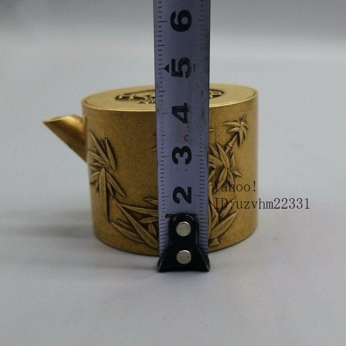 銅制 円形天啓通宝水滴壺 墨壺 書道具 文房具 装飾品 工芸品
