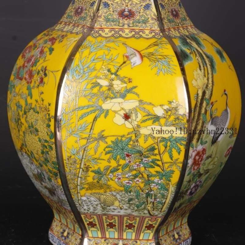 清乾隆蒔金琺瑯彩花鳥六方瓶 景徳鎮 陶磁器 装飾品 現代工芸品 清乾隆蒔金琺瑯彩花鳥六方瓶 景徳鎮 陶磁器 装飾品 現代工芸品