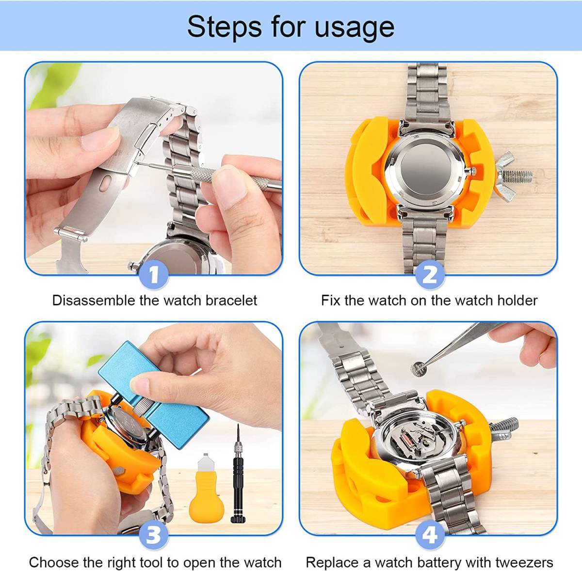 JOREST 腕時計 電池交換 工具 時計工具セット 時計バンド/ベルト 交換工具、時計の里蓋オープナー、 時計修理、時計アクセサリー、里蓋