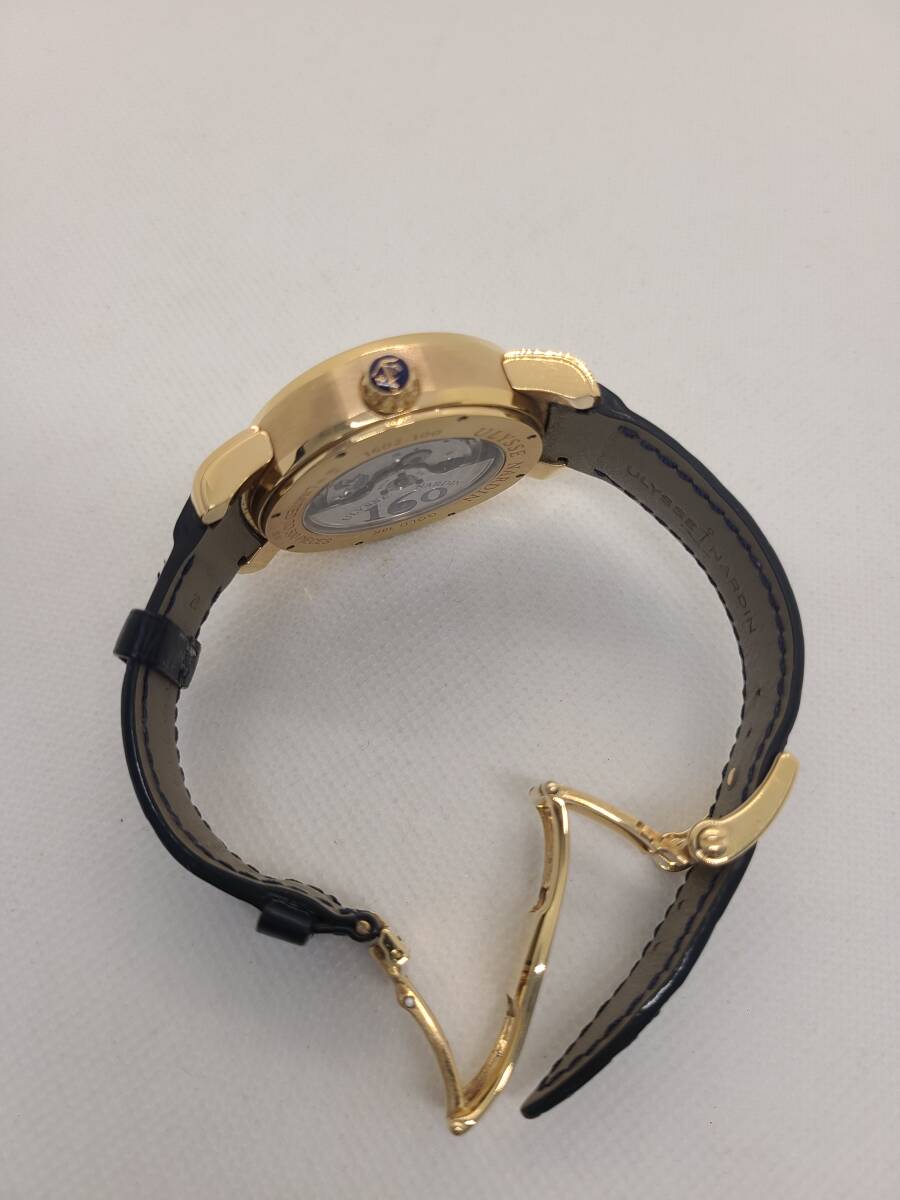 Ulysse Nardin 1602-100 лилия s*naru Dan GOLD б/у часы наручные часы кожа ремень сертификат есть стандартный товар Limited Edition 