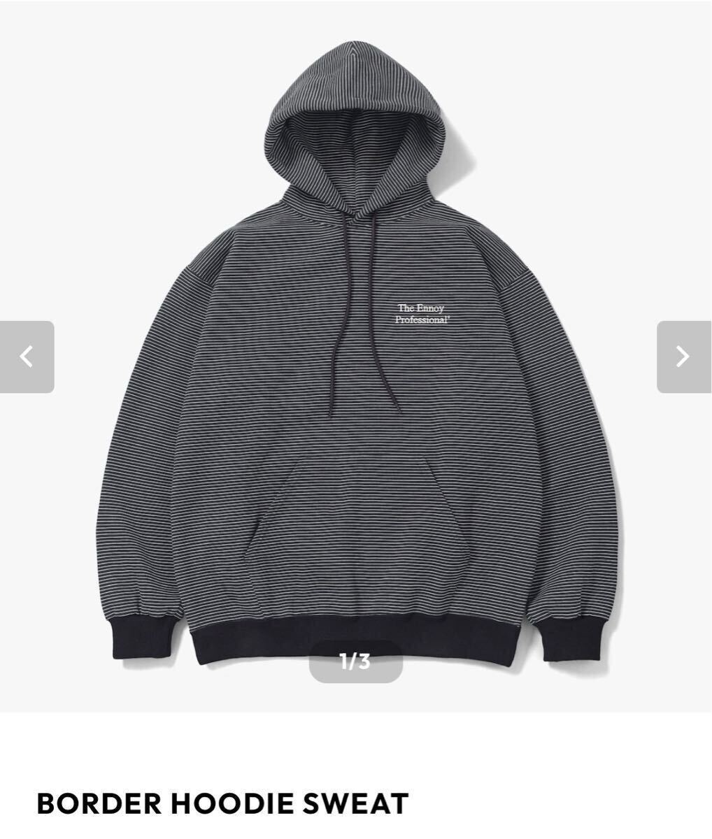 ENNOY BORDER HOODIE SWEAT スウェット パーカー エンノイ XL グレー