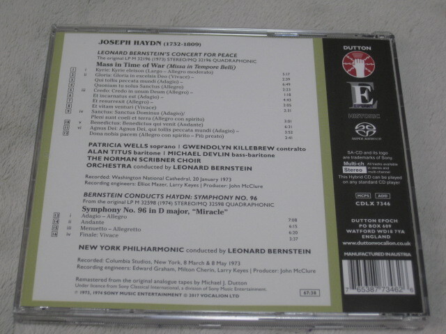SACD Multi-ch★レナード?バーンスタイン★ハイドン★戦時(shí)のミサ＆交響曲第96番「奇蹟」 LEONARD BERNSTEIN