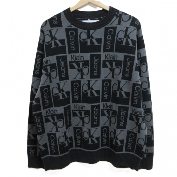 カルバンクラインジーンズ Calvin Klein Jeans 長袖セーター/ニット サイズM - 黒×ダークグレー トップス
