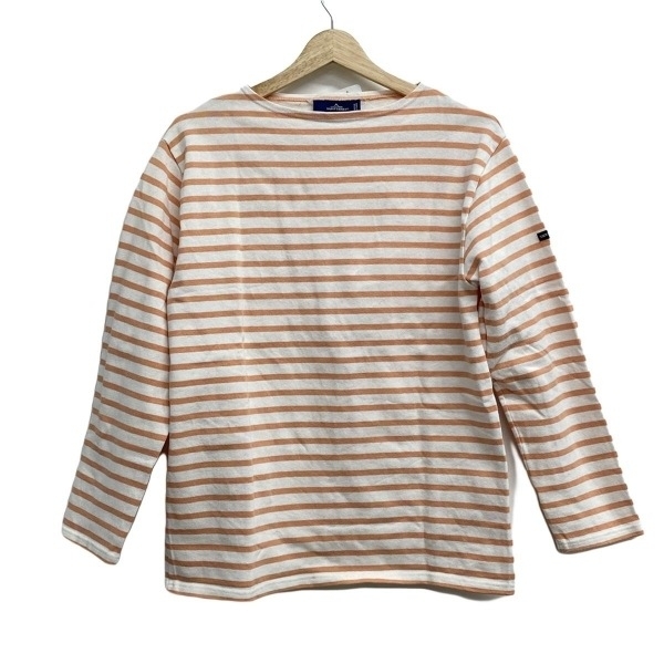 セントジェームス SAINT JAMES 長袖Tシャツ サイズUSA 38 白×ピンク レディース ボーダー 美品 トップス