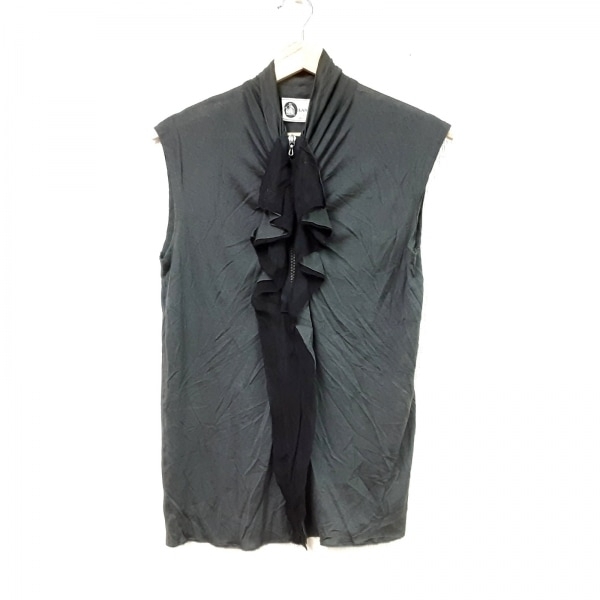 ランバン LANVIN ノースリーブカットソー サイズ36 S - ダークグレー レディース ジップアップ トップス