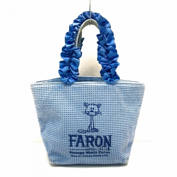 メゾンドフルール Maison de FLEUR トートバッグ - コットン×サテン ライトブルー×ネイビー vintage PEANUTS/フリル バッグ