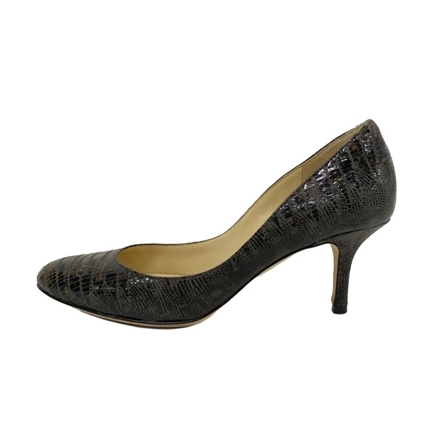 ジミーチュウ JIMMY CHOO パンプス 34 1/2 - レザー 黒×グレー×ダークブラウン レディース 型押し加工 靴
