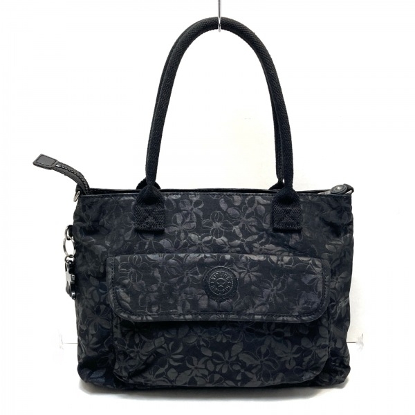 キプリング Kipling ハンドバッグ - 黒 フラワー(花) 美品 バッグ