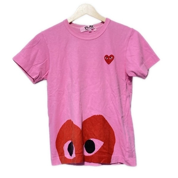  Play Comme des Garcons PLAY COMMEdesGARCONS short sleeves T-shirt size S AZ-T033 - pink × red tops 