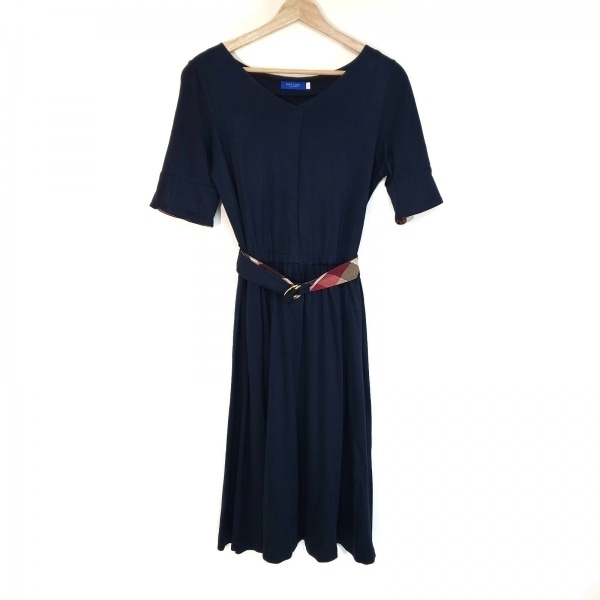 ブルーレーベルクレストブリッジ BLUE LABEL CRESTBRIDGE サイズ38 M - ネイビー レディース 七分袖/ロング ワンピース