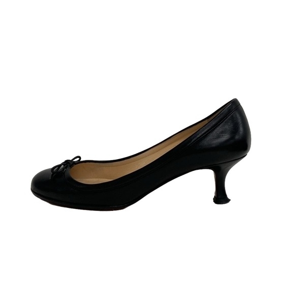 クリスチャンルブタン CHRISTIAN LOUBOUTIN パンプス 35 1/2 - レザー 黒 レディース リボン/アウトソール張替済 靴