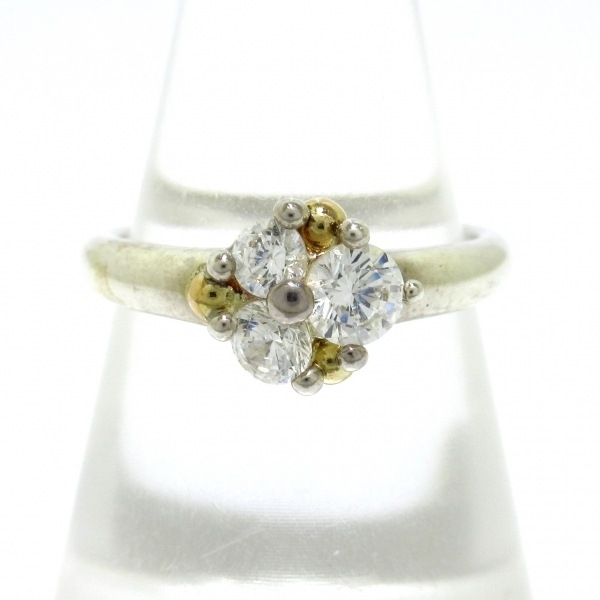 スタージュエリー STAR JEWELRY リング 12 号 - シルバー×K18YG×クリア 美品 アクセサリー（指）