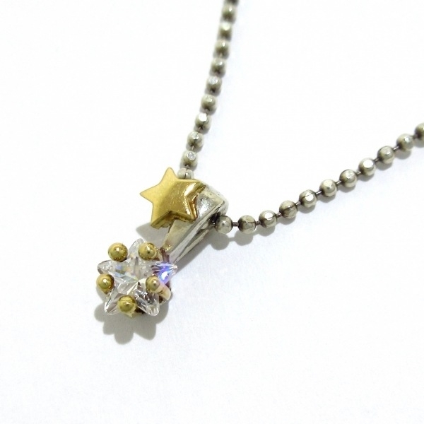 スタージュエリー STAR JEWELRY ネックレス - シルバー×K18YG×クリア スター アクセサリー（首）