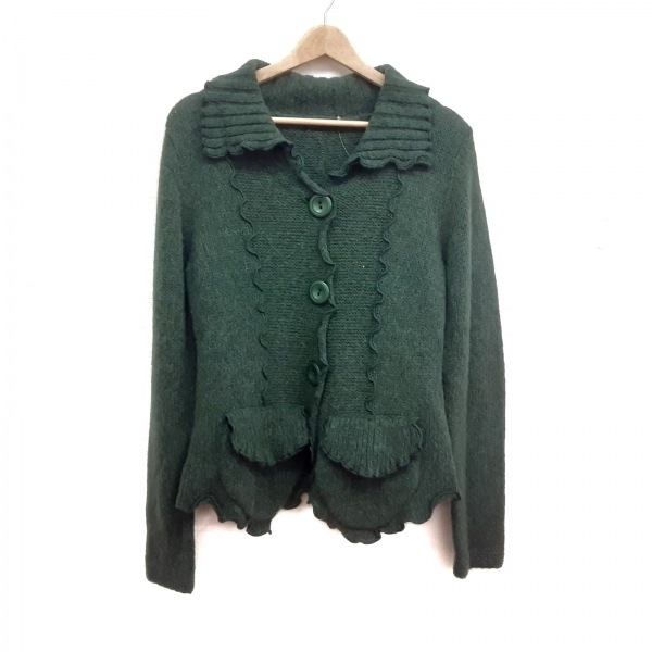 ヒロココシノ HIROKO KOSHINO カーディガン サイズ40 M - グリーン レディース 長袖 美品 トップス