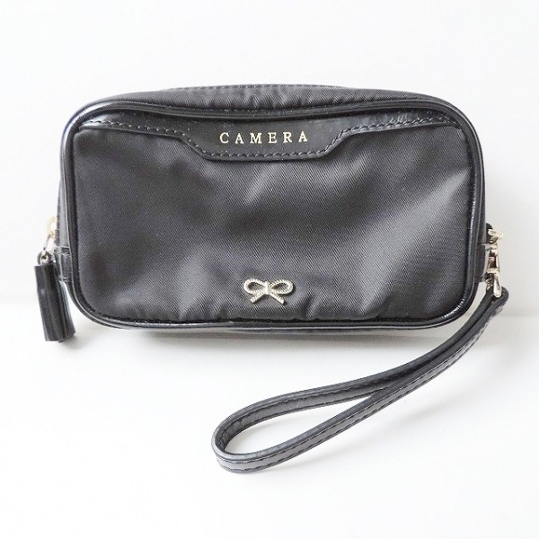 アニヤハインドマーチ Anya Hindmarch 小物入れ レザー 黒 BITS&BOBS/カメラケース 美品 財布