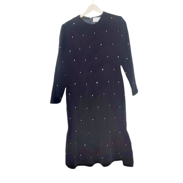 ハナエモリ HANAE MORI サイズ9A3 - 黒 レディース NEW YORK/ラインストーン 美品 ワンピース