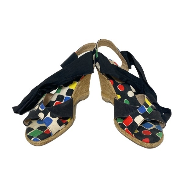  Tsumori Chisato TSUMORI CHISATO sandals 36 - cotton black × red × multi lady's Wedge sole /PARE GABIA collaboration shoes 