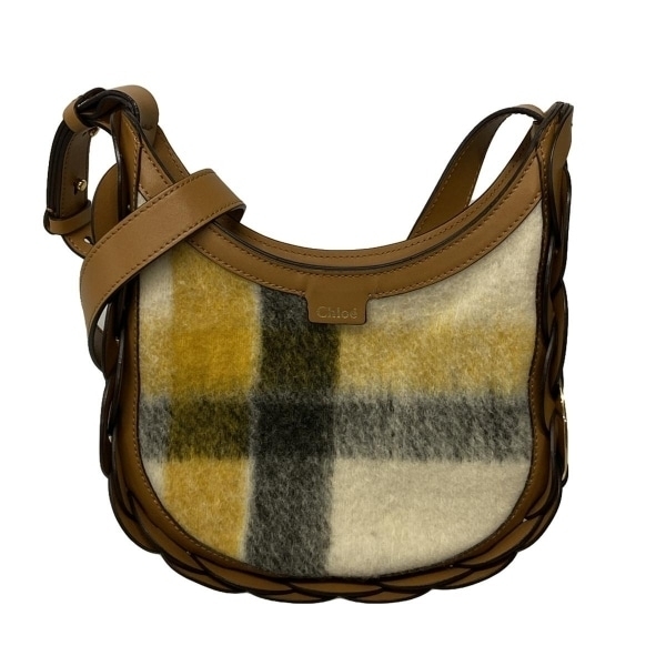  Chloe Chloe shoulder bag daliru small bag wool, leather ivory × Brown × multi check pattern bag 