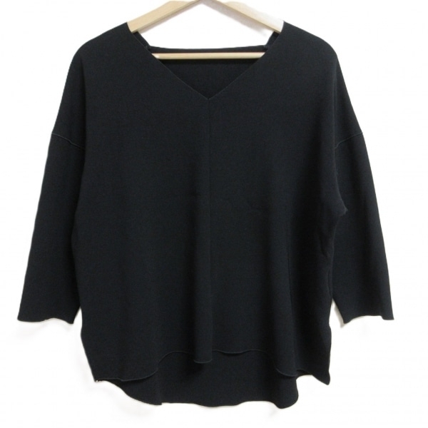 ビームス BEAMS 七分袖カットソー サイズ36 S - 黒 レディース Vネック/Demi-Luxe トップス