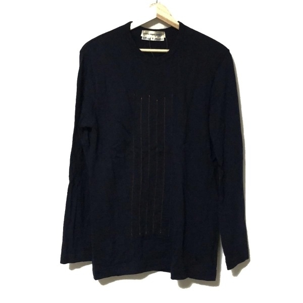 コムデギャルソンシャツ COMMEdesGARCONS SHIRT 長袖Tシャツ サイズM - ダークネイビー×ブラウン レディース クルーネック トップス