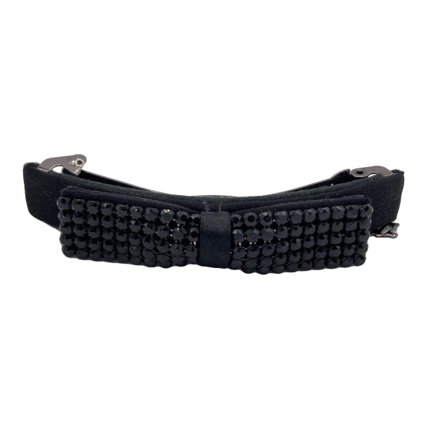 コンプレックスビズ ComplexBIZ バレッタ - 黒 ラインストーン/リボン アクセサリー（他）