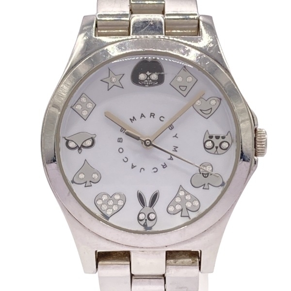 MARC BY MARC JACOBS(マークバイマークジェイコブス) 腕時計 - MBM3061 レディース ラインストーン/ハート/ネコ/うさぎ/鳥 白