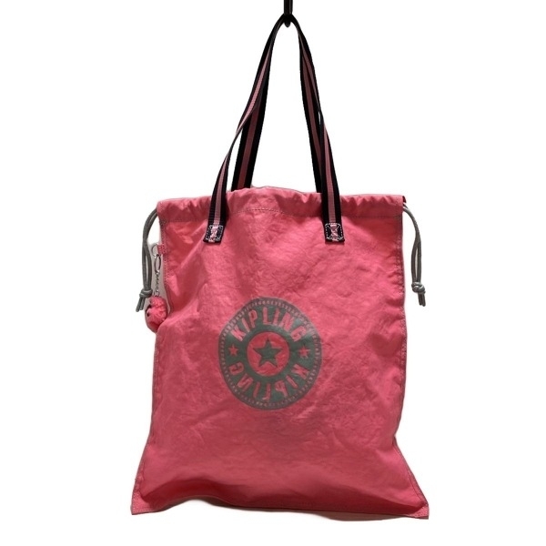 キプリング Kipling トートバッグ ピンク×グレー×黒 巾着 バッグ