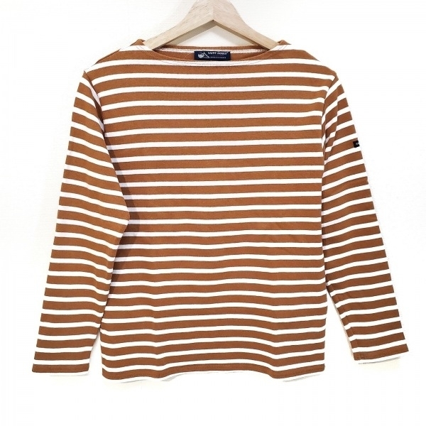 セントジェームス SAINT JAMES 長袖Tシャツ サイズUSA 32 - ライトブラウン×アイボリー レディース ボーダー 美品 トップス
