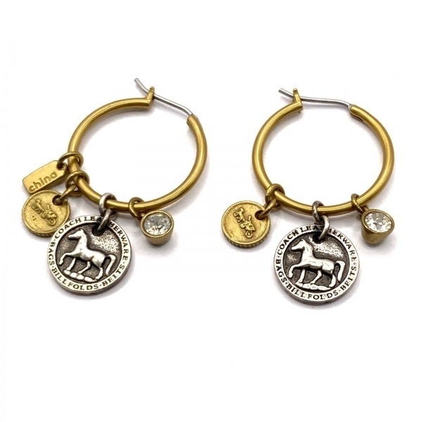 コーチ COACH ピアス - ゴールド×シルバー×クリア 美品 アクセサリー（耳）