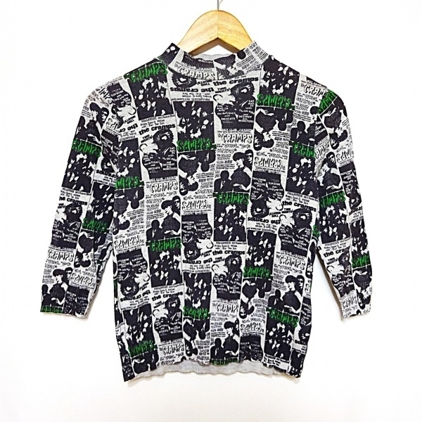 ヒステリックグラマー HYSTERIC GLAMOUR 長袖カットソー サイズFree F - ライトグレー×黒×グリーン レディース ハイネック/CRAMPS 美品