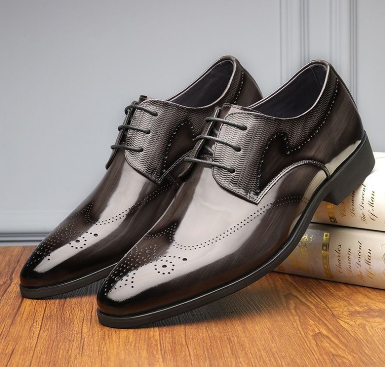 A45280-華やか＆機能的なdesignで格上され着易いビジネスシューズ brown gray