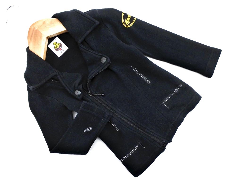 HYSTERIC MINI ヒステリックミニ プリント ライダース風(fēng) ジャケット 80cm 黒 ◇■ ☆ ela2 子供服
