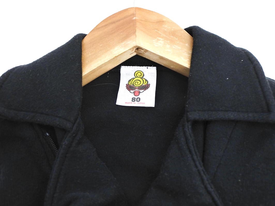 HYSTERIC MINI ヒステリックミニ プリント ライダース風(fēng) ジャケット 80cm 黒 ◇■ ☆ ela2 子供服